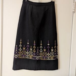 Elegant Black Skirt with Embroidered Details